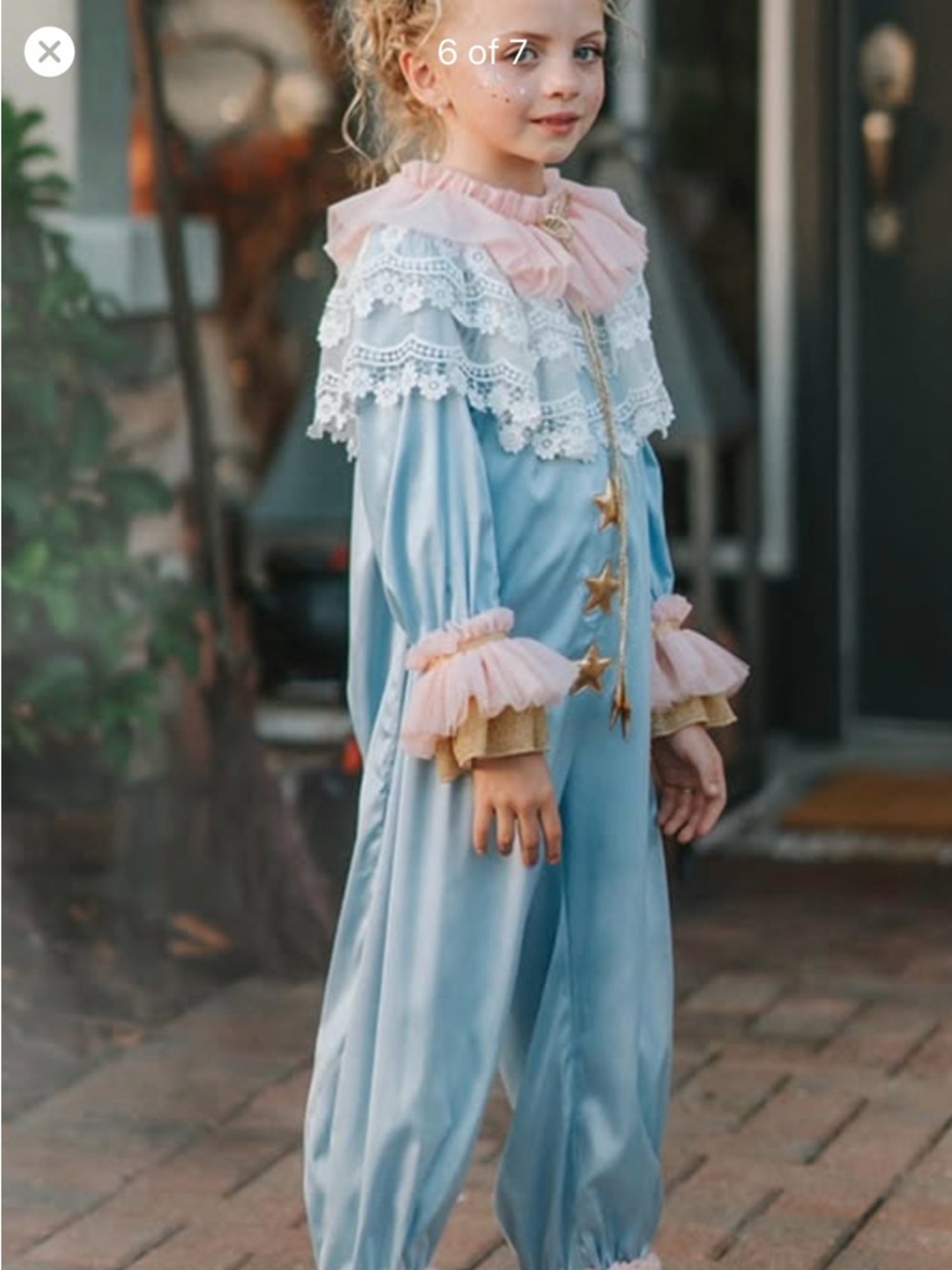 Only little once brand, Girls Blue & Pink Starry Clown Costume - halloween